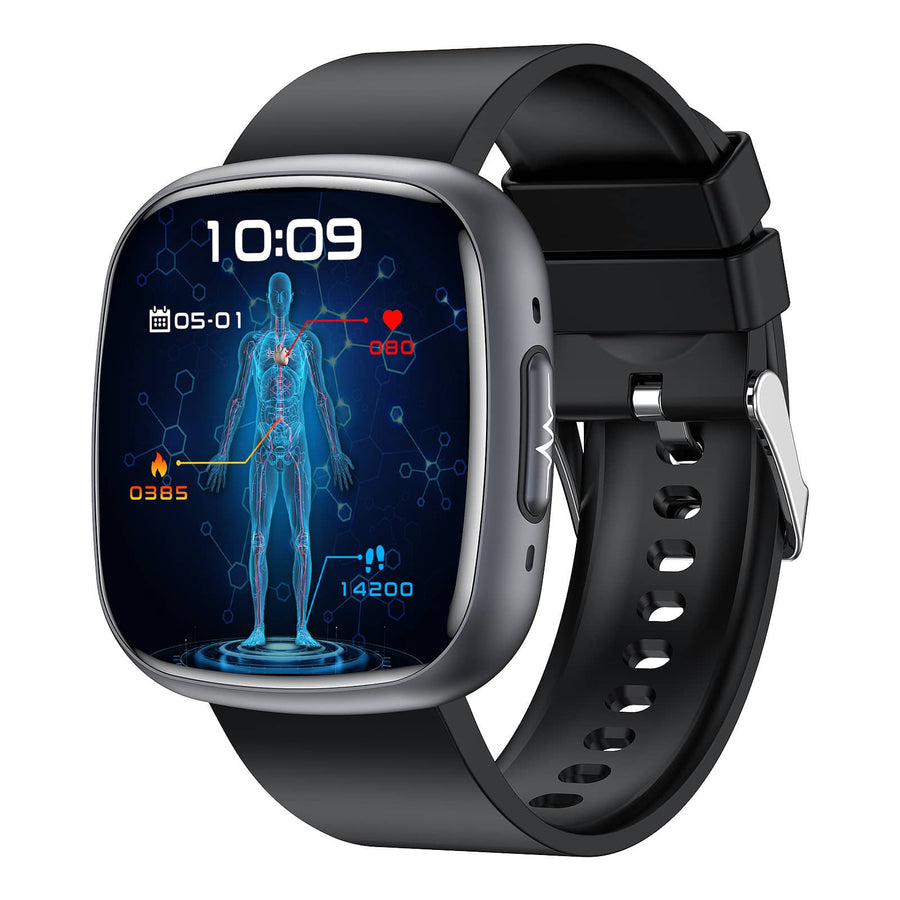 Continuous Blood Glucose Blood Pressure ECG/EKG Heart Rate Monitoring Health Smart Watch | Carelders ET593